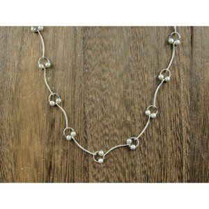 16 Inch Sterling Silver Tarnished Orbs Pattern Chain Necklace
